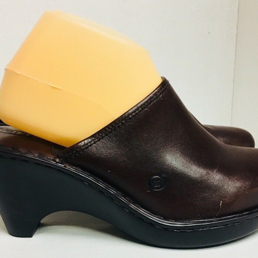 New Born Handcrafted Brown Leather Clogs 10 M 42 - Picture 3 of 8